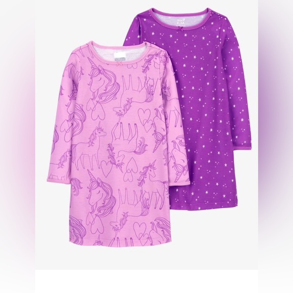 NWT 4 5 unicorn horses 2 pc nightgown carters pajamas purple winter fall spring - Picture 1 of 5
